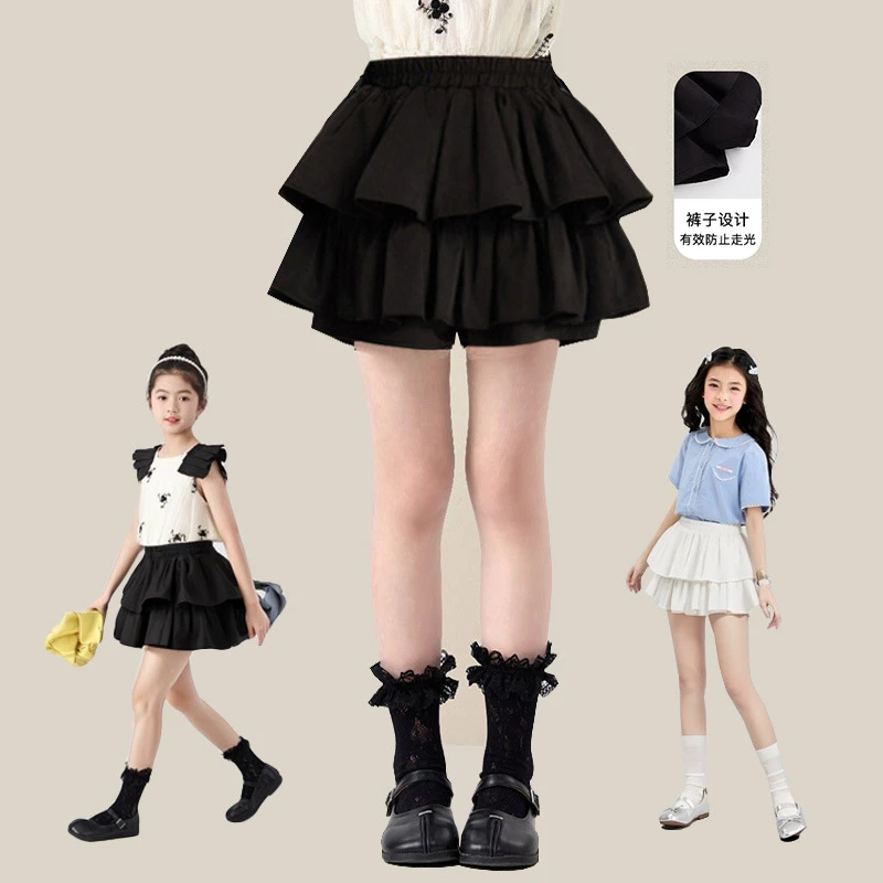 女童半身裙夏季裙裤2025新款夏装儿童短裙子中大童女孩蓬蓬蛋糕裙