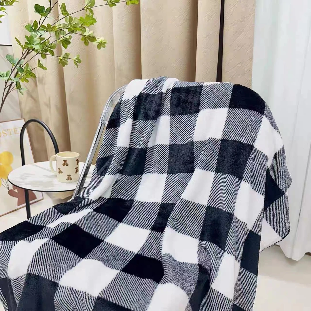 【黑白格双层毯】150*200加厚羊羔绒毛毯双人盖毯多功能睡毯