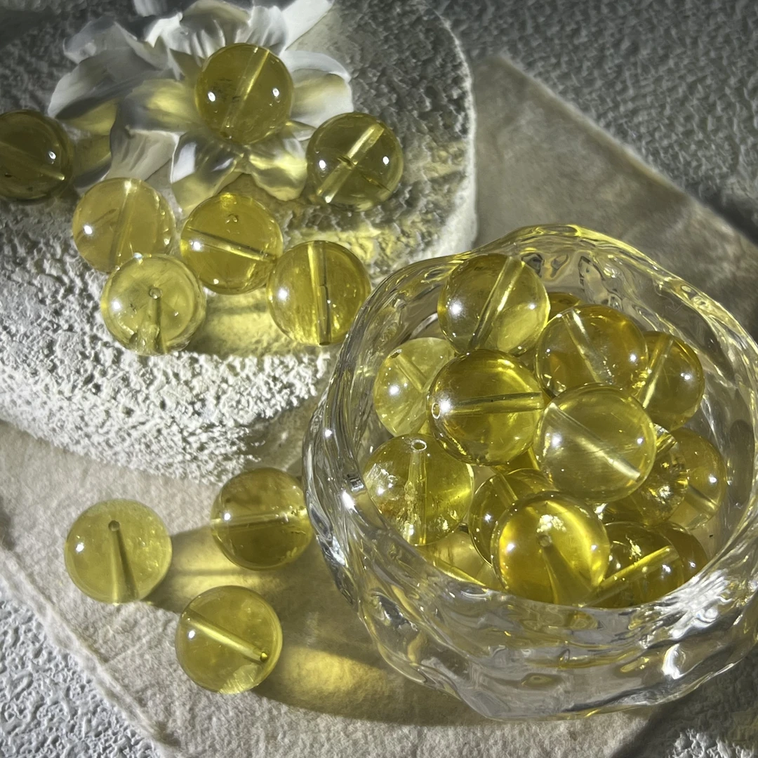 柠檬黄水晶单珠多样性随机发一颗