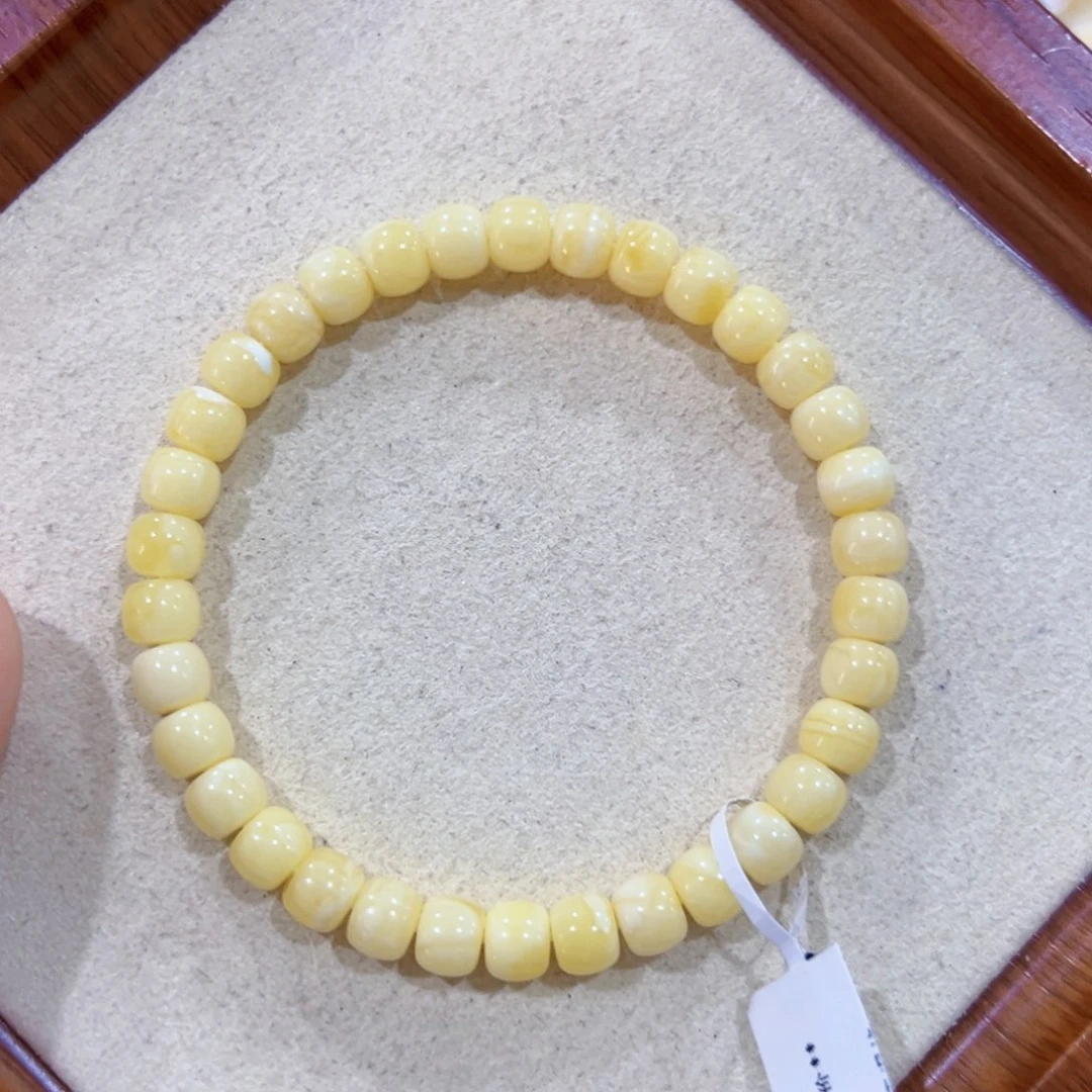 手链蜜蜡未镶嵌6.5m浓蜡浓白奶糖 性价比非常高 漏！