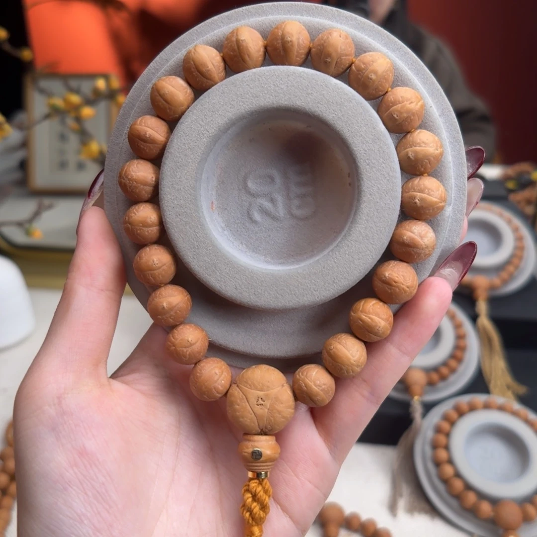 凤眼菩提手串白**生12mm铁籽单圈素串新籽