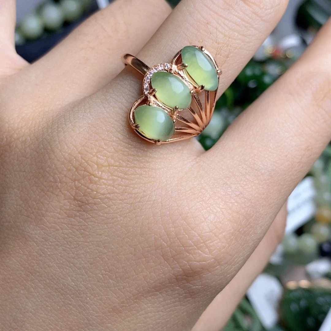 和田玉（碧玉）戒指银S925镶嵌