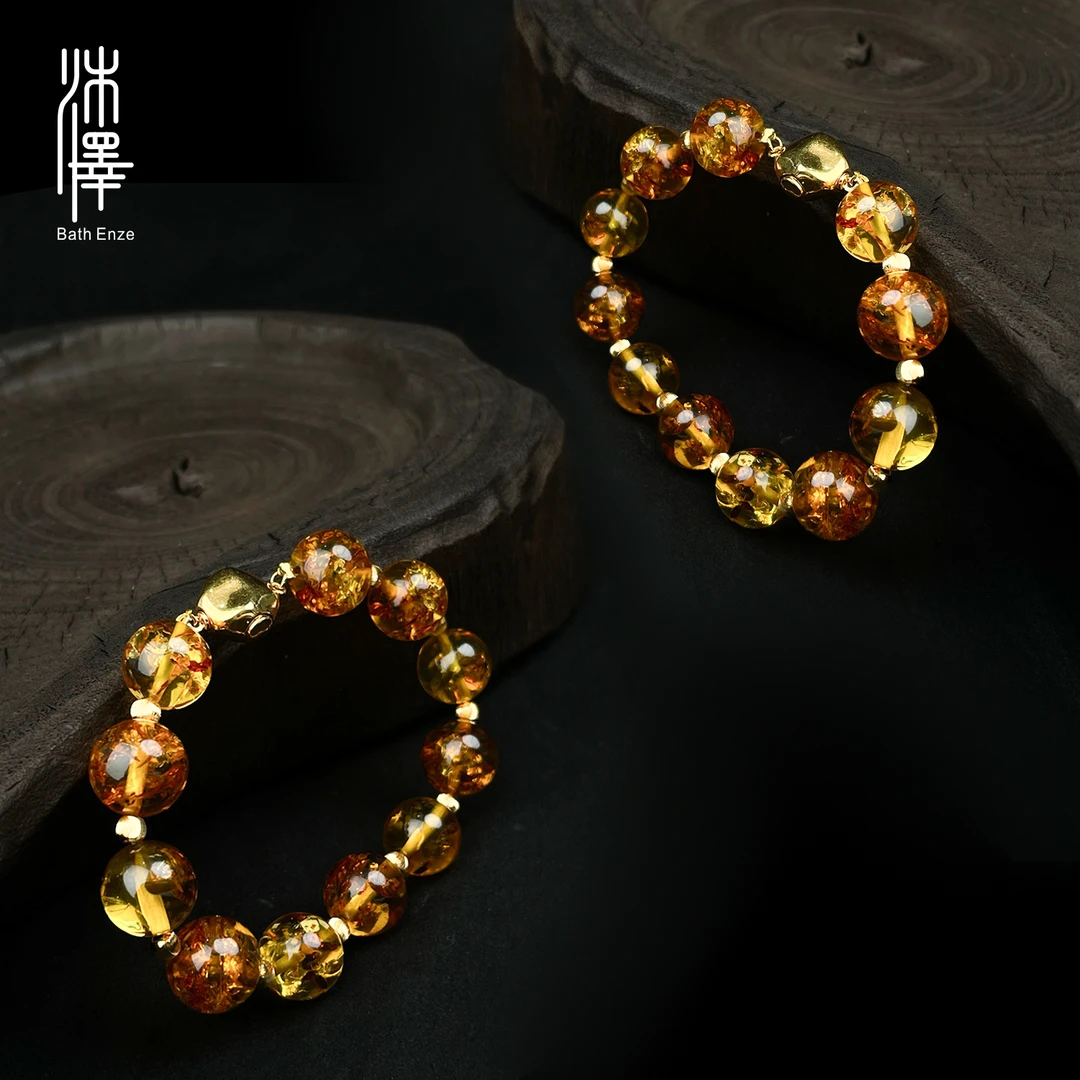 沐泽【花珀岁丰】11-12mm花琥珀满串手链（多样性发其一）
