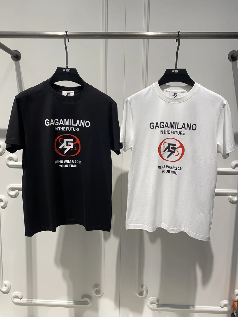 【意大利GaGa】夏季新款男士时尚字母印花休闲百搭t恤衫圆领短袖