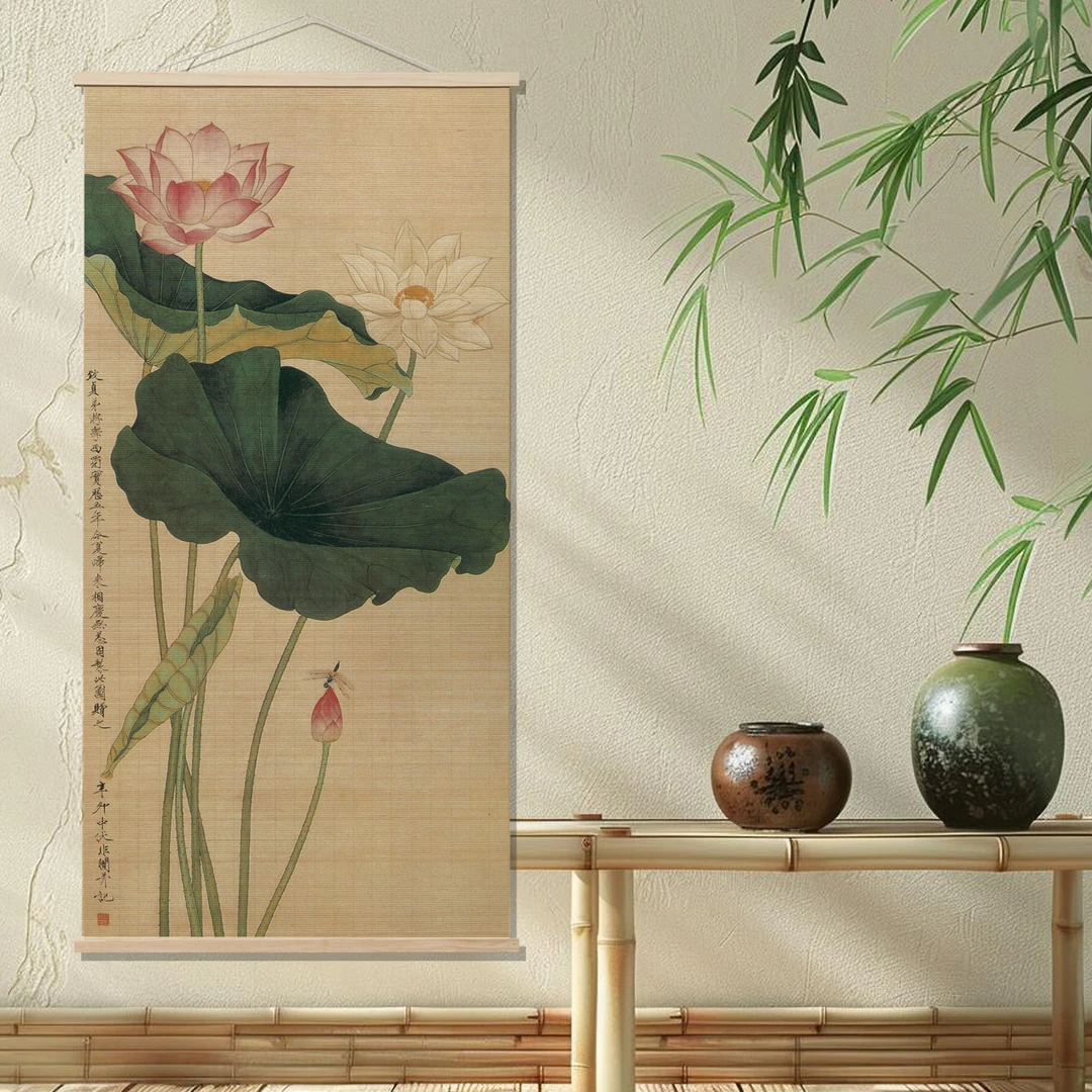 中式国风竹帘挂画书房茶室山水竹艺装饰画客厅玄关入户竖版竹子画