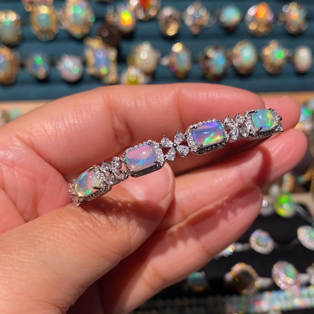 欧泊银S925镶嵌手镯