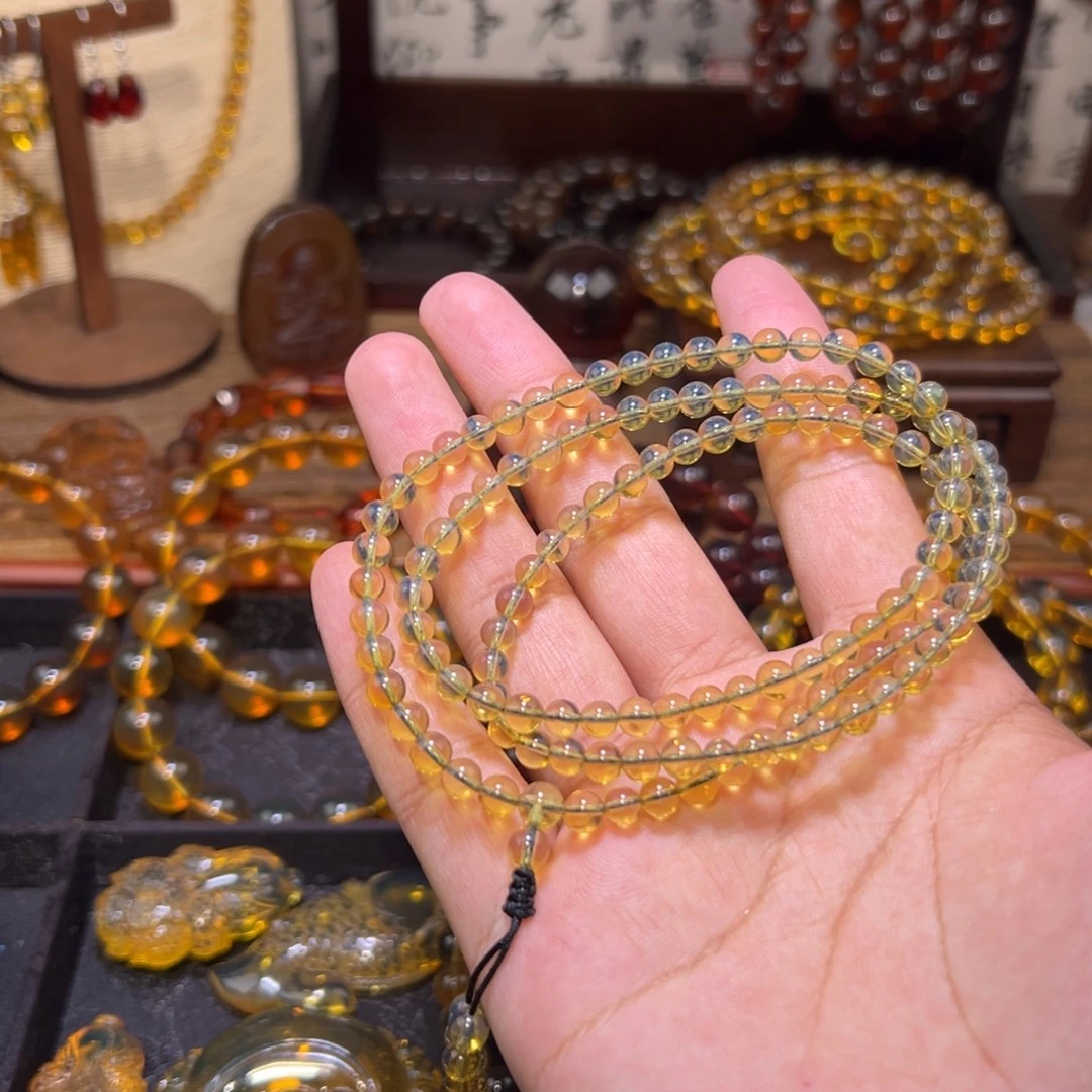 琥珀未镶嵌颈饰5mm蓝珀108