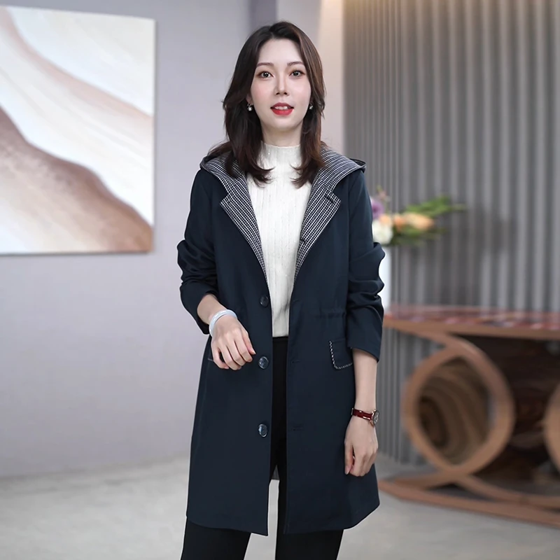 A22770阿吉多遮胯棉服女秋冬新款大码中老年妈妈保暖连帽棉衣外套