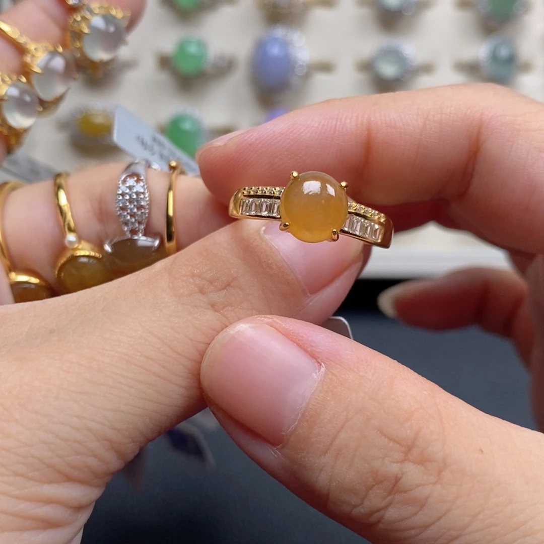 翡翠戒指银S925镶嵌戒指