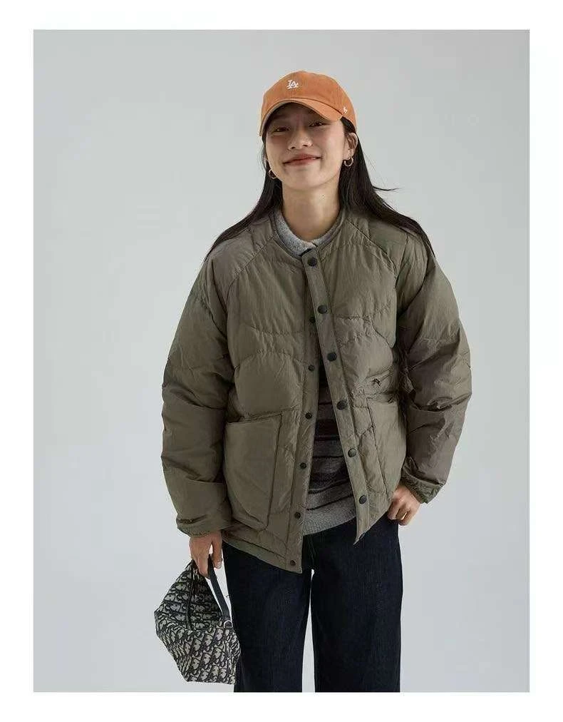 【一见钟情】轻量化格纹绗缝轻便利落 90白鸭小细格圆领百搭羽绒服