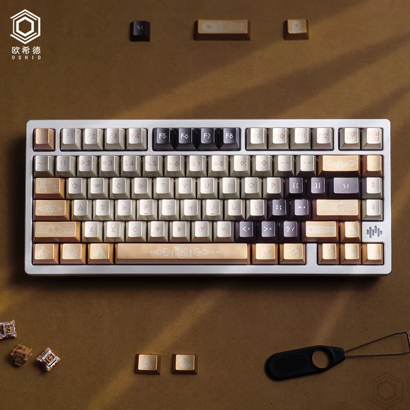 埃及金属漆键帽创意复古高颜值个性键盘沙金配色