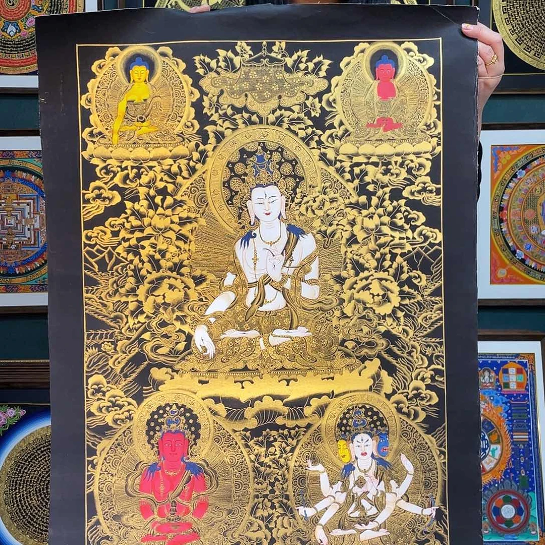 卷轴画手绘唐卡 白度