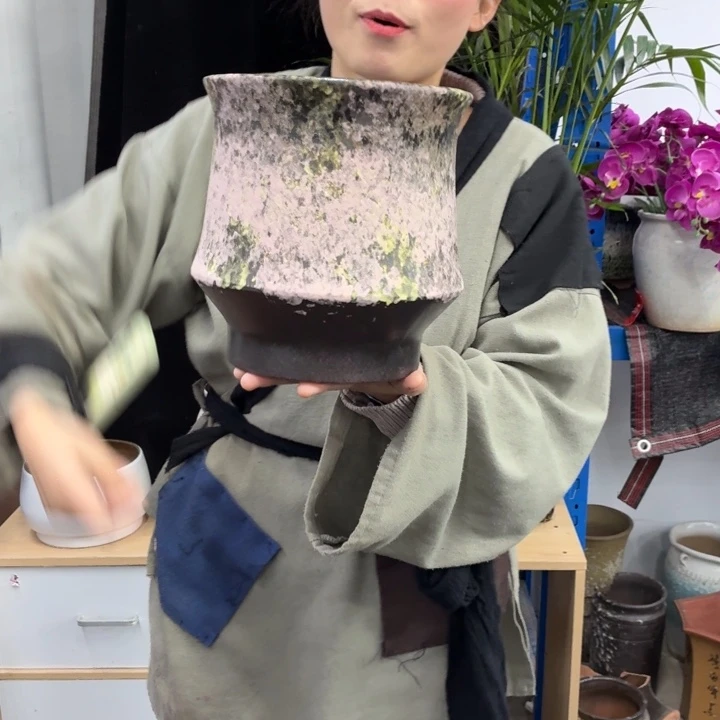 19×21 -粗陶花盆有孔-买买买