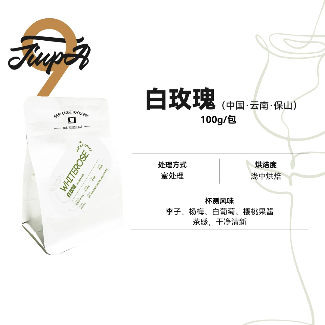 白玫瑰 云南保山蜜处理浅中烘焙 精品咖啡豆 100g/包