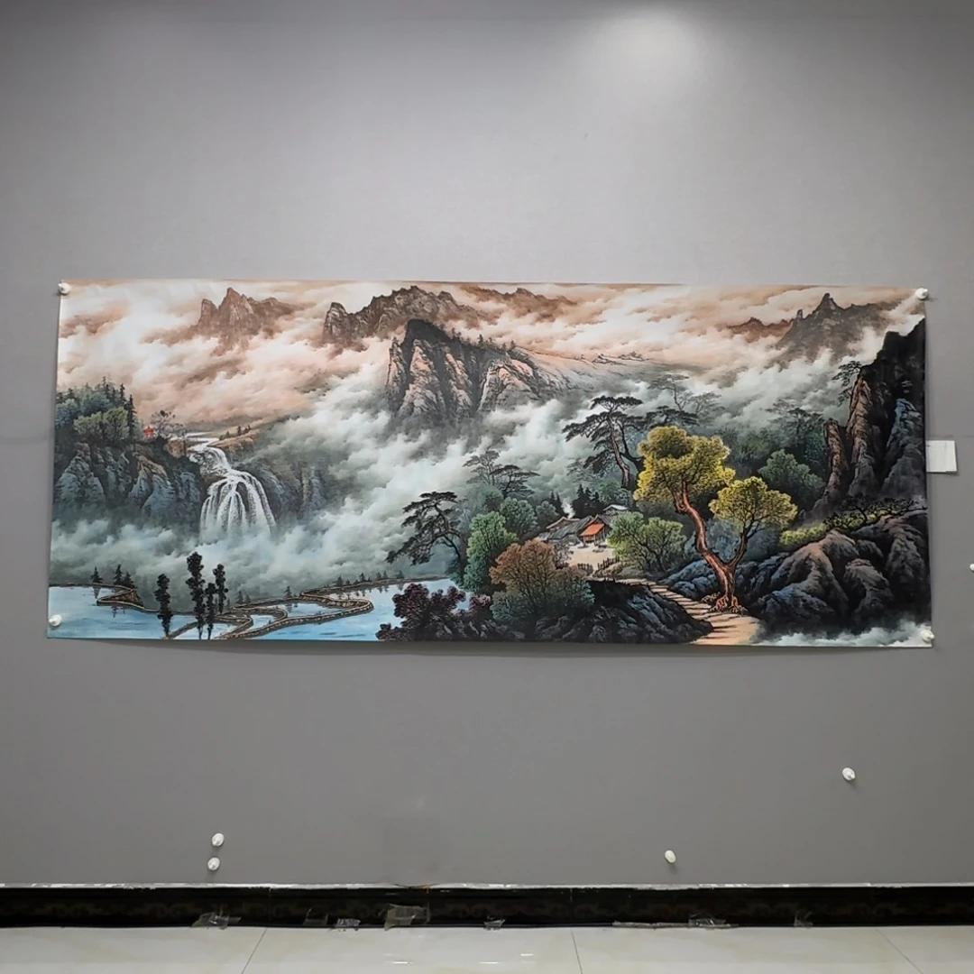 国画横幅八尺精品山水贾敏