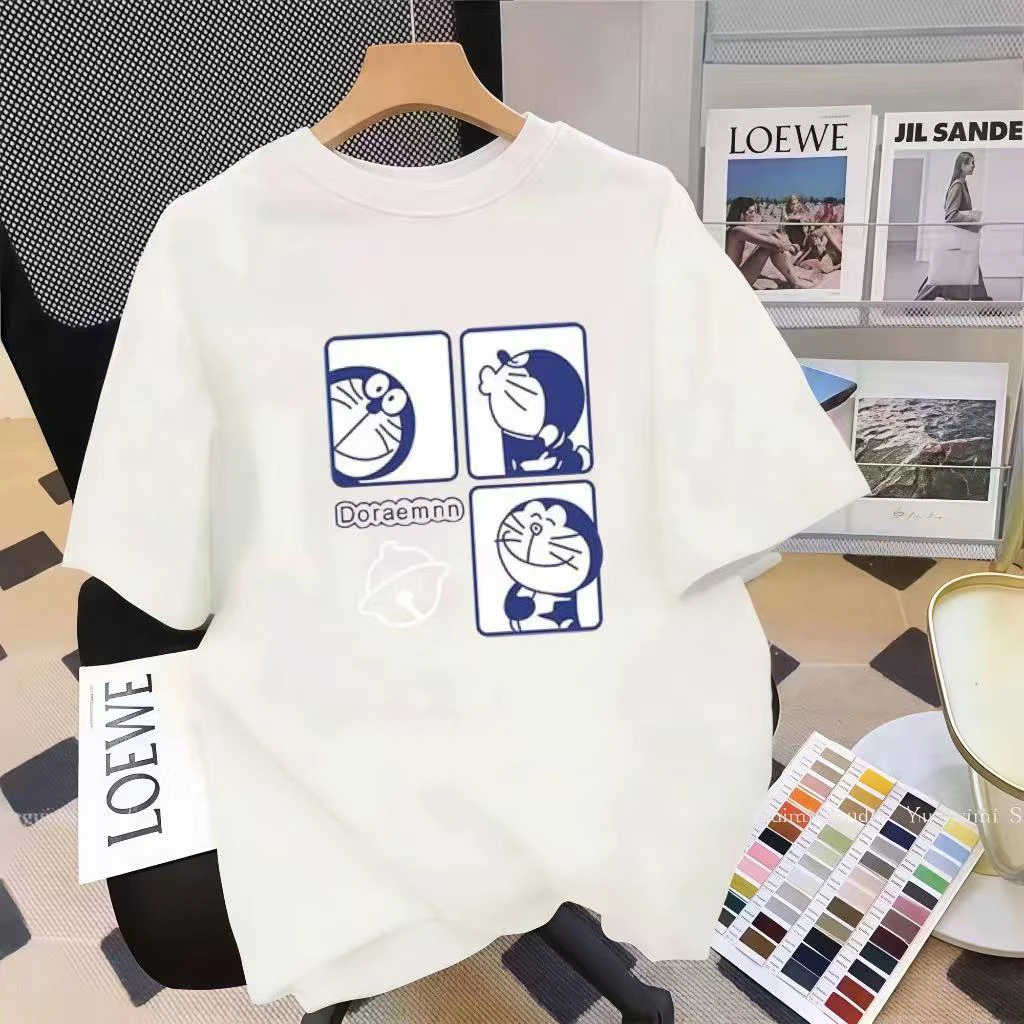 哆啦A梦 2025年新款男女同款情侣夏季棉T恤夏季宽松圆领短袖