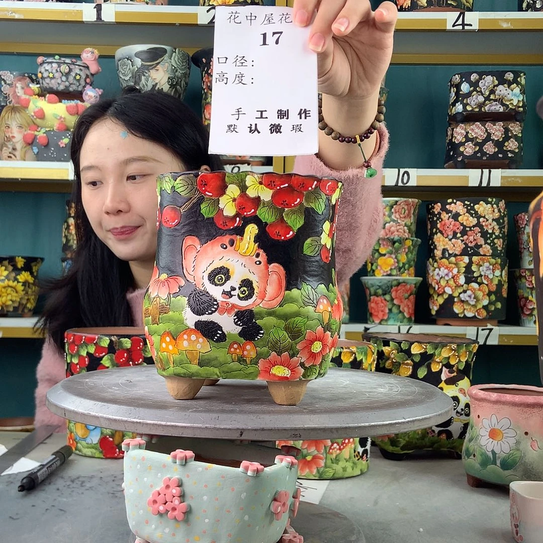 好***亚陶景德镇手工花盆17