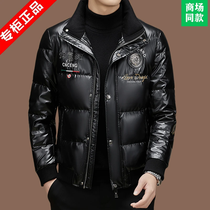 意大利专柜正品新款时髦羽绒服男款冬季立领白鸭绒男士保暖外套