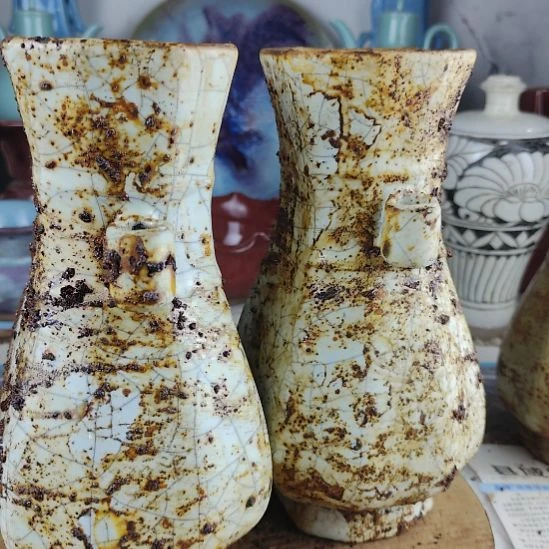 瓷片成对官窑生锈瓷