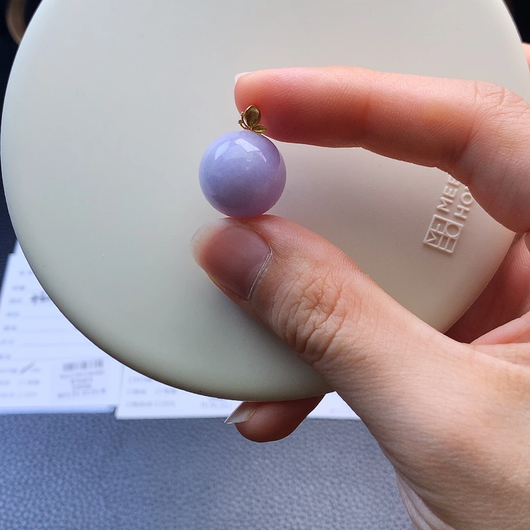 翡翠18K金镶嵌挂件48小时鉴赏期  单珠吊坠卡16.4mm