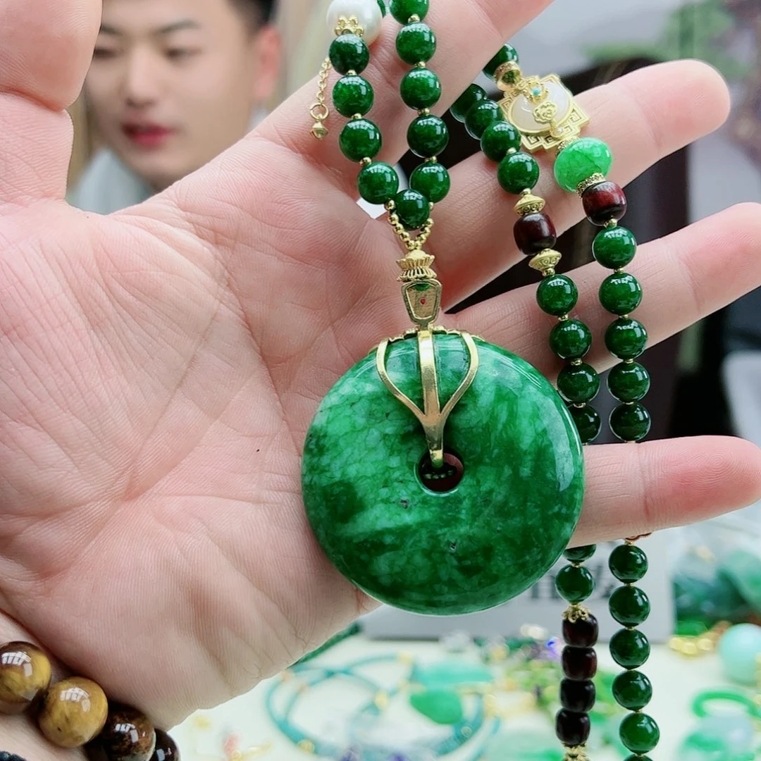 翡翠吊坠(赠链)银S925镶嵌一物一图基地直发