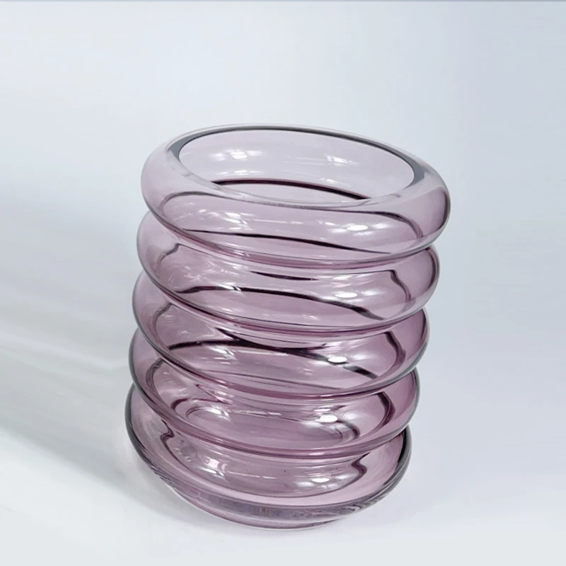 【A502】摩瑟DP【紫色五圈 小号】HC花瓶摆件玻璃花盆RS66