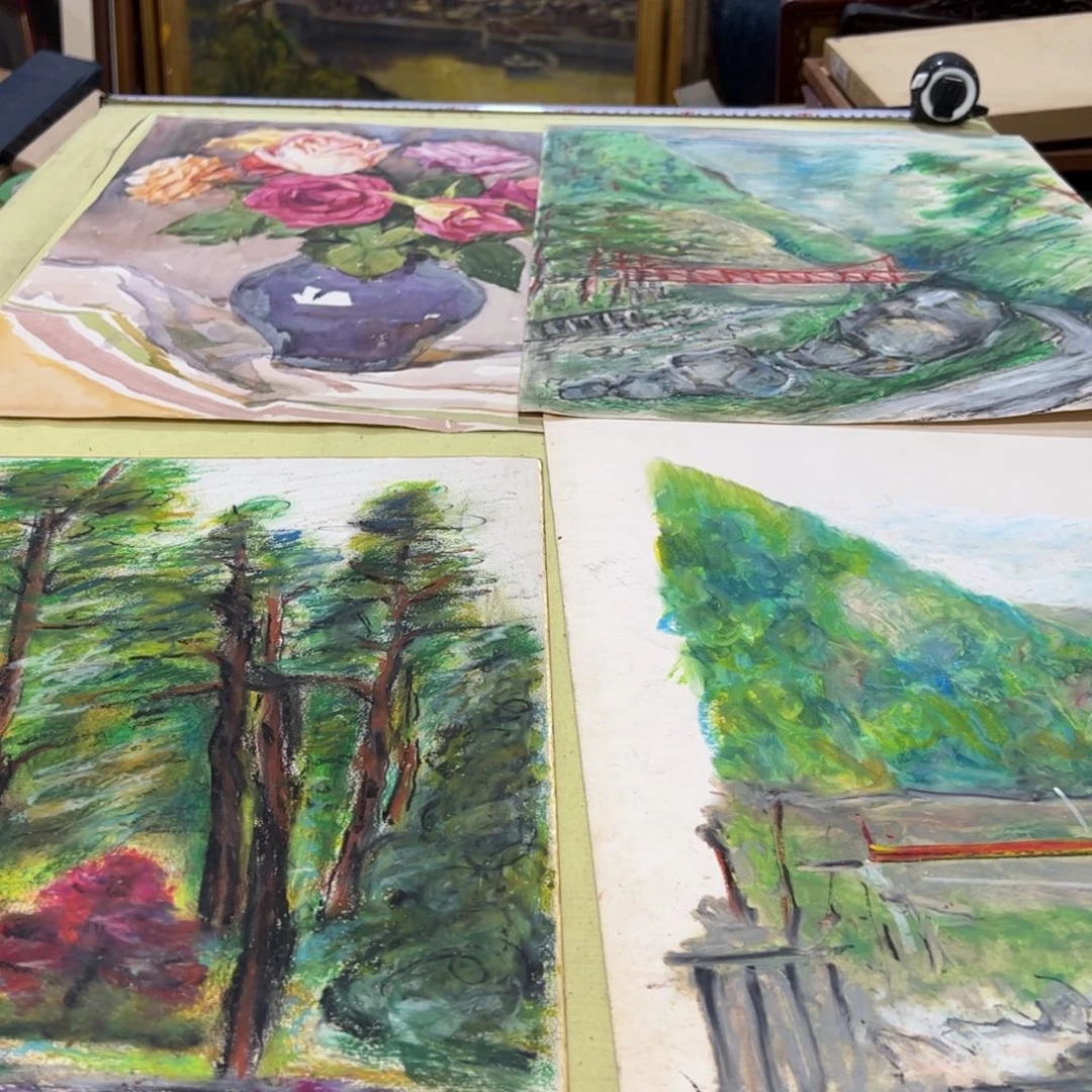 绘画老****车屏风框画茶空间设计