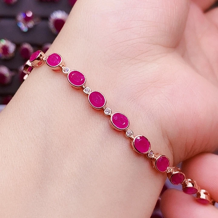 红宝石手链银S925镶嵌