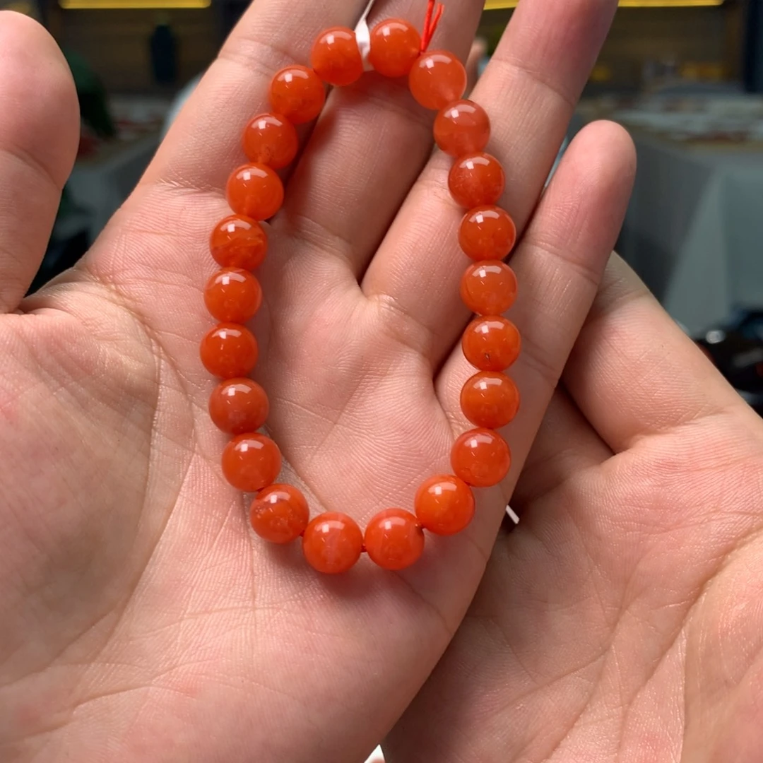 【闪购商品】手串未镶嵌南红玛瑙L冷水河圆珠单圈8mm