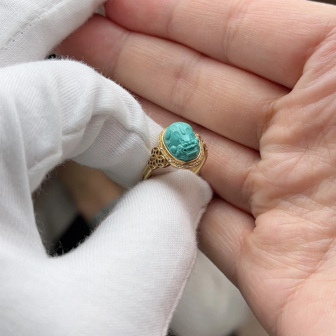 绿松石珠宝奇石18K金镶嵌幺*幺