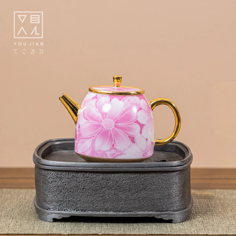 当代 欣欣茶具红色百花小壶手工轻奢家用01CQ96