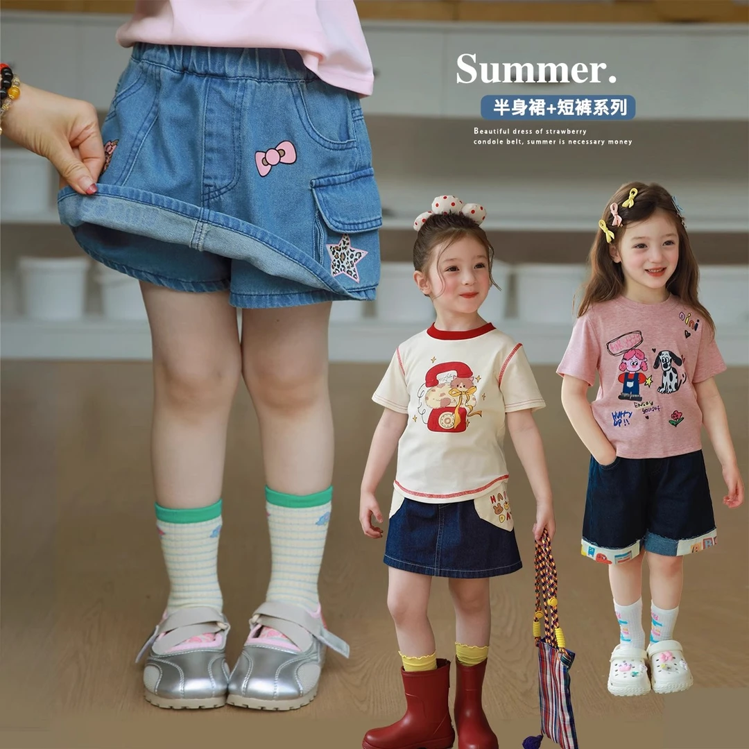 夏日牛仔甜心，点缀一些可爱贴布绣牛仔裤裙爱上靓妞女童夏装2025