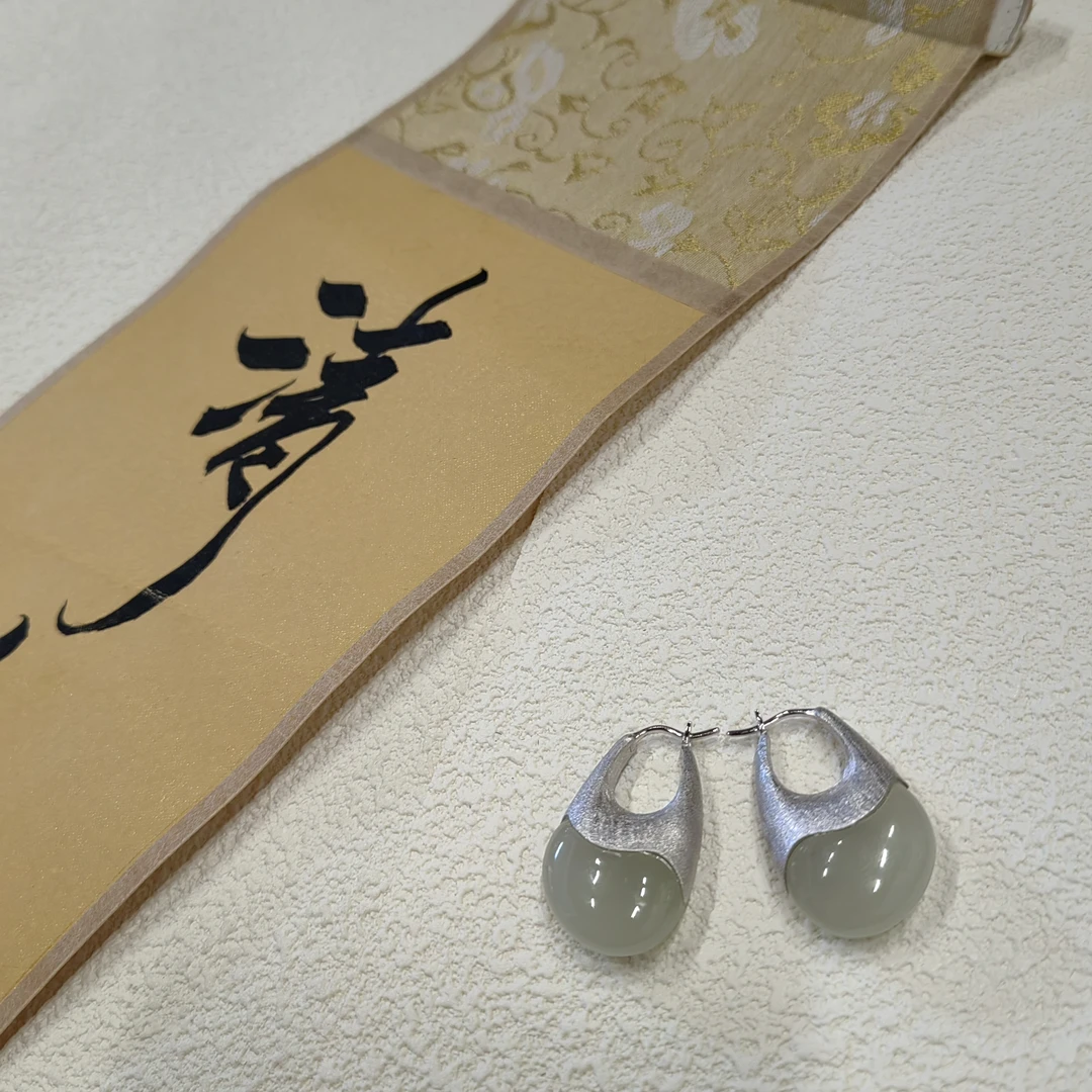 【V姐珠宝】BZ2201 和田玉耳环 S925银镶嵌