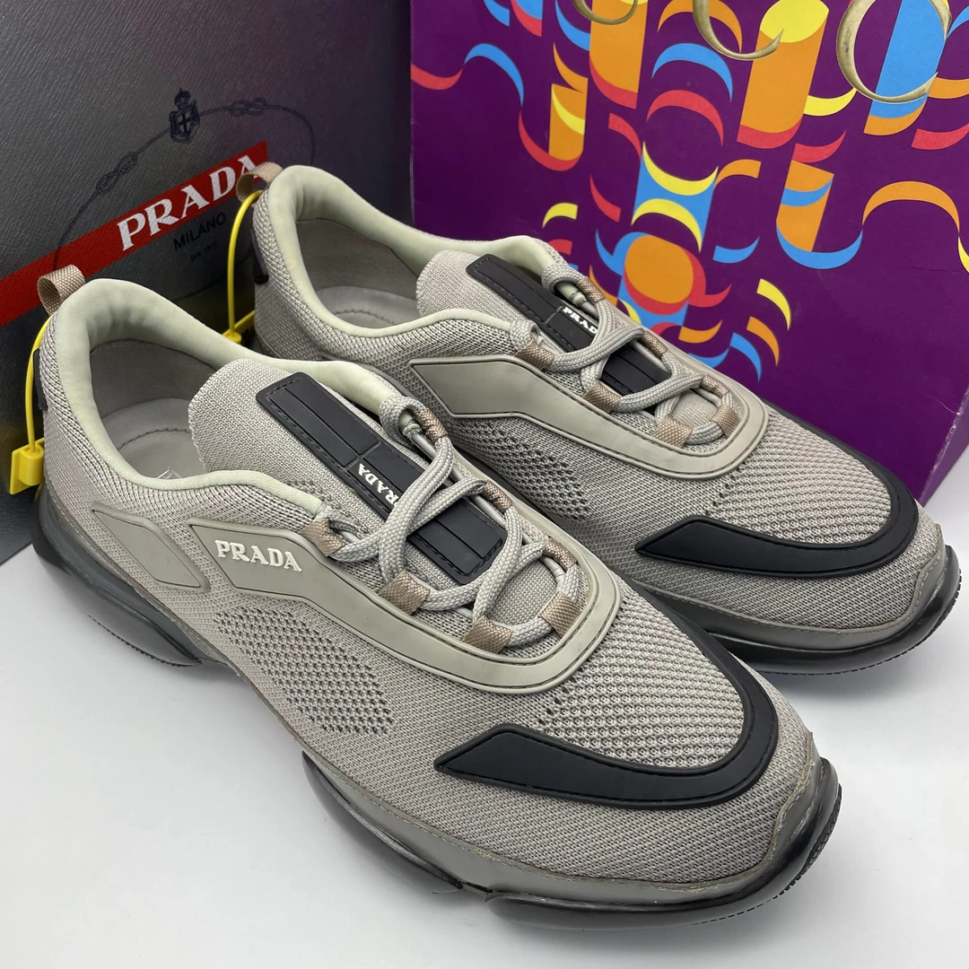 95新 Prada/普拉达 /40.5欧码 二手男款休闲灰色时尚运动椰子板鞋