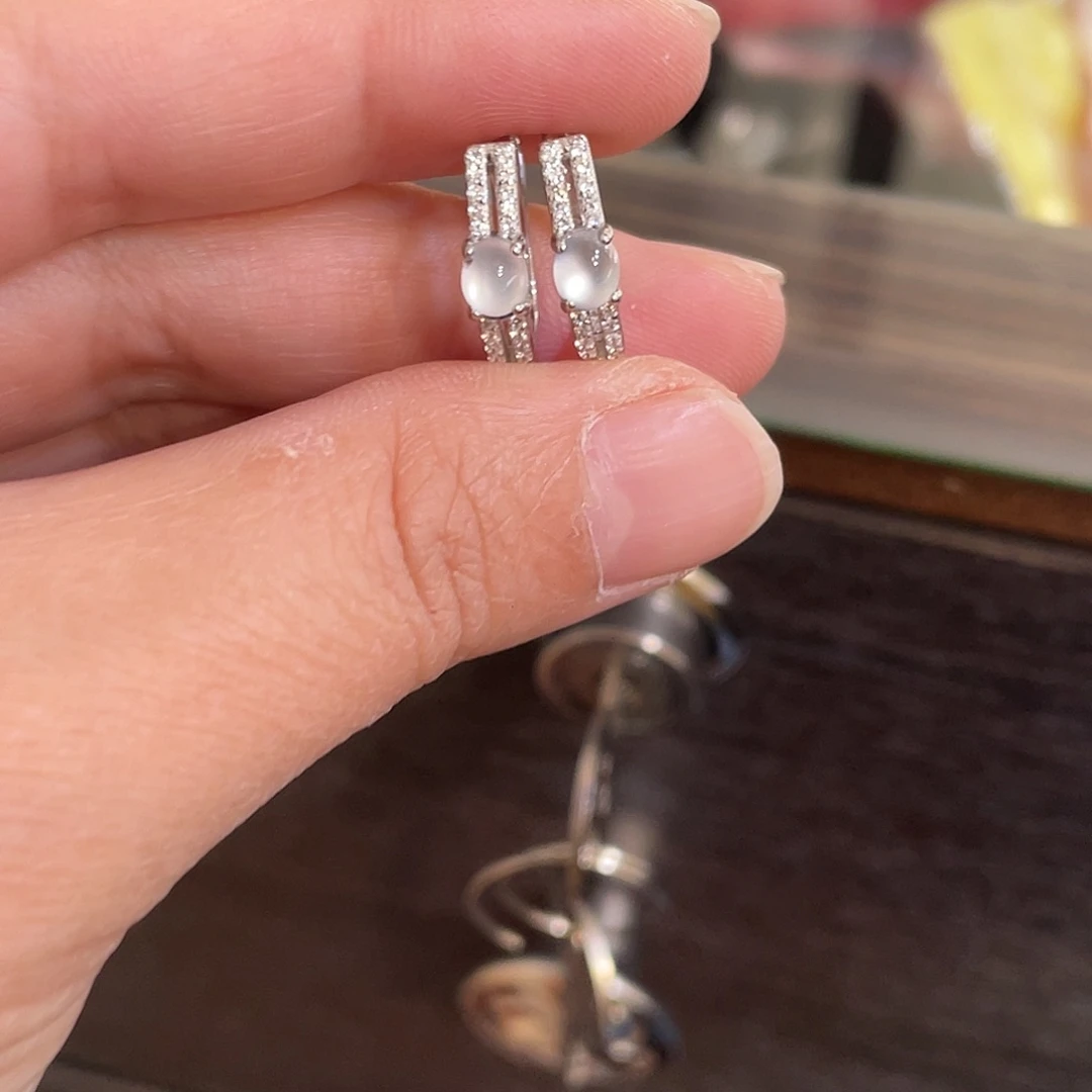 翡翠银S925镶嵌耳饰