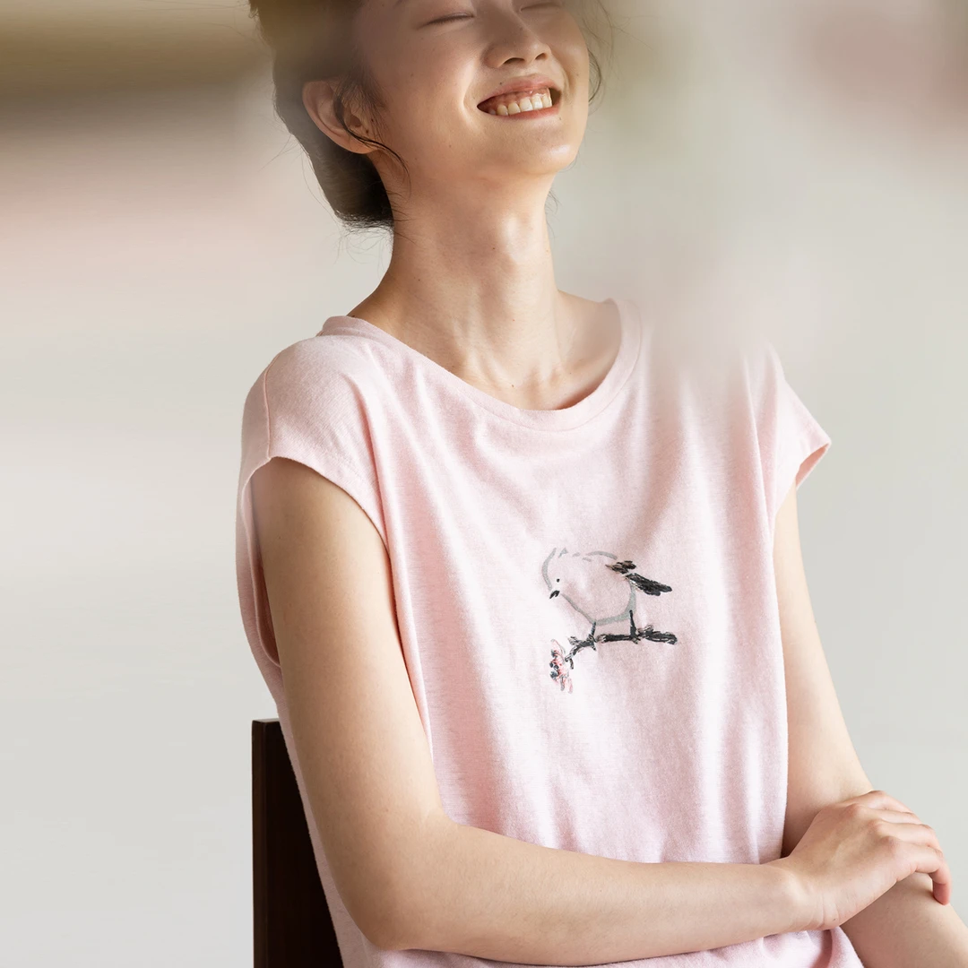 牧衣游原创 汉麻棉刺绣T恤短袖 限量福利款 浅漾【不支持会员折】