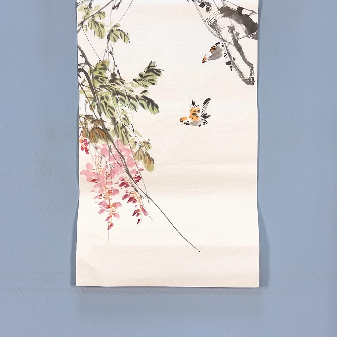 国画684 花鸟和蝴蝶在空中