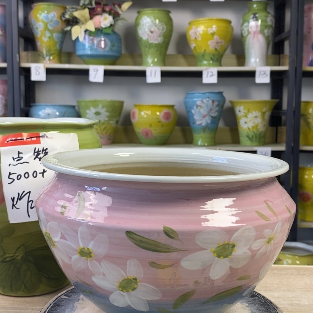 景德镇手工手绘陶瓷花盆