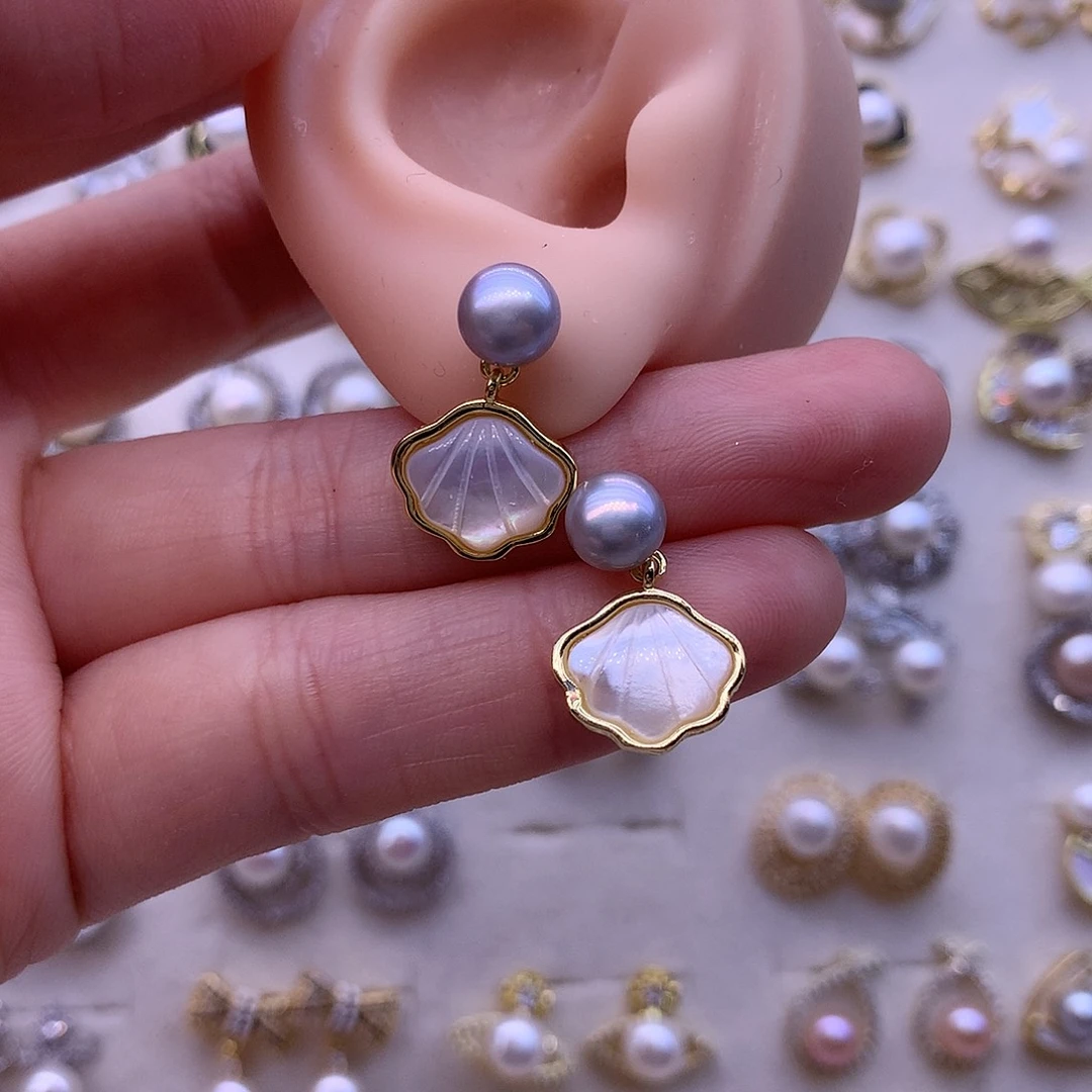 淡水珍珠耳饰合金