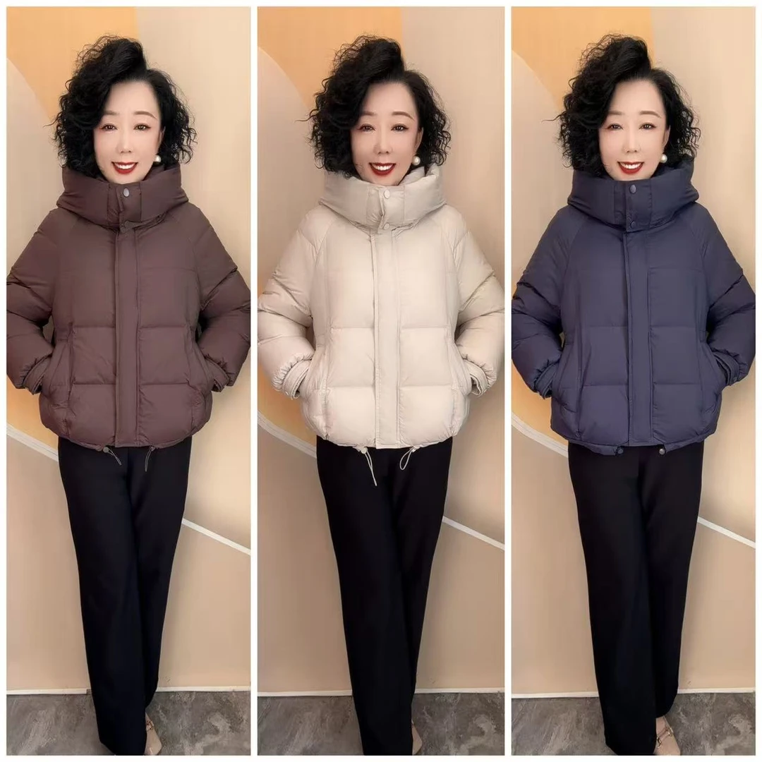 602妈妈装中老年女装优雅冬爆款经典百搭蓬松保暖短款羽绒服63长