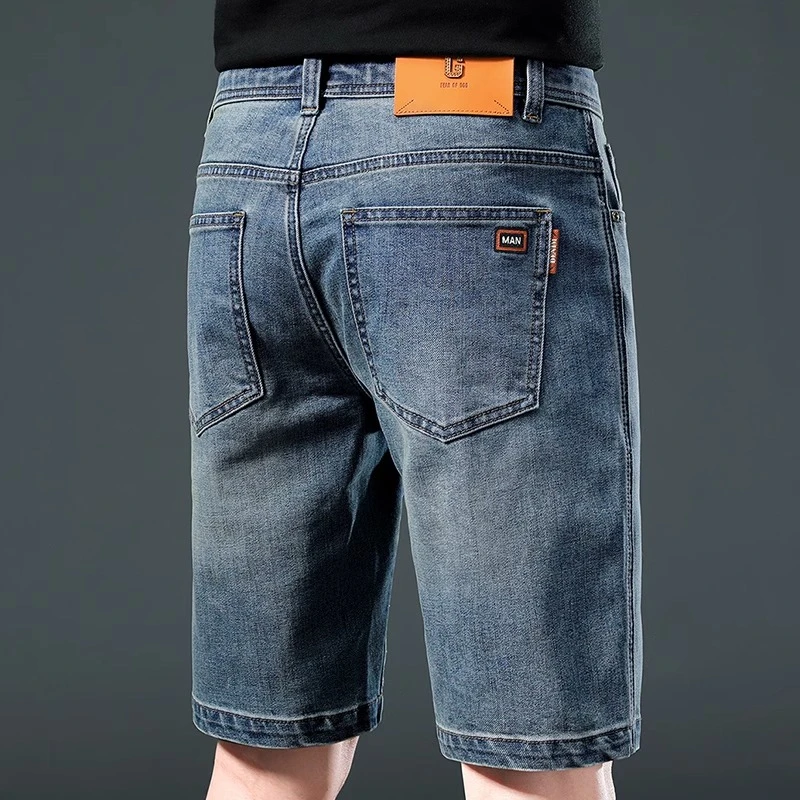 夏季新款男士百搭牛仔短裤高端时尚潮流简约直筒弹力休闲五分裤