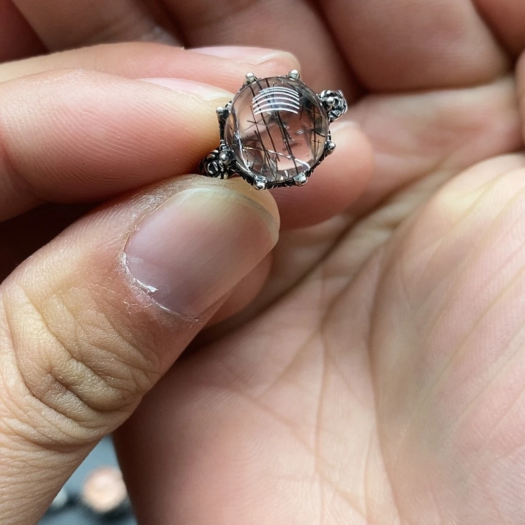 水晶银S925镶嵌戒指活口