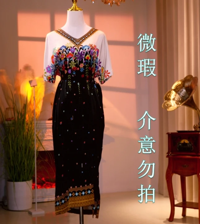 【微瑕】桑蚕丝高定轻奢时尚气质减龄优雅连衣裙  23020012