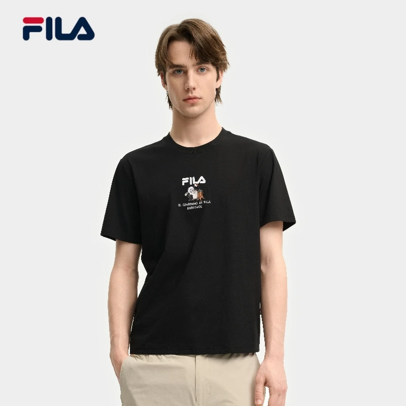 FILA斐乐男士【熊猫工厂联名T恤】夏季凉感透气休闲短袖F11M538120F