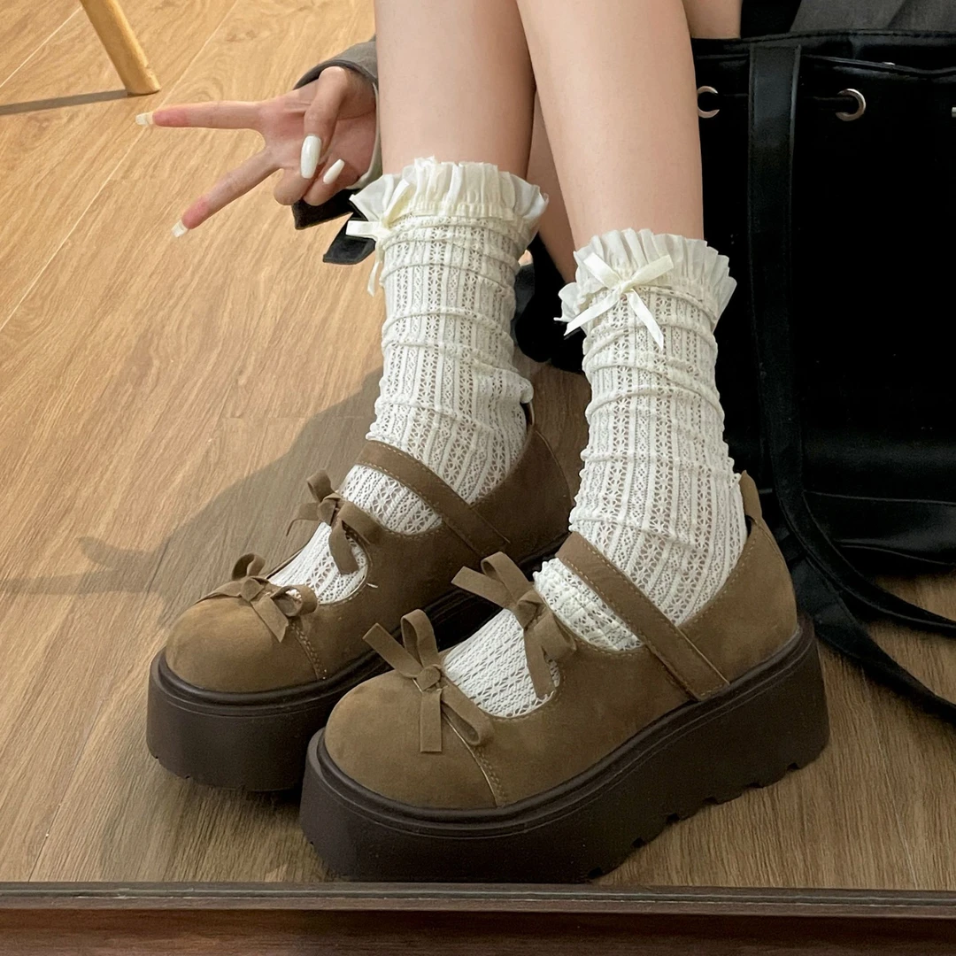 圆头复古棕色英伦风厚底小皮鞋女2025新款春秋配裙子玛丽珍单鞋子