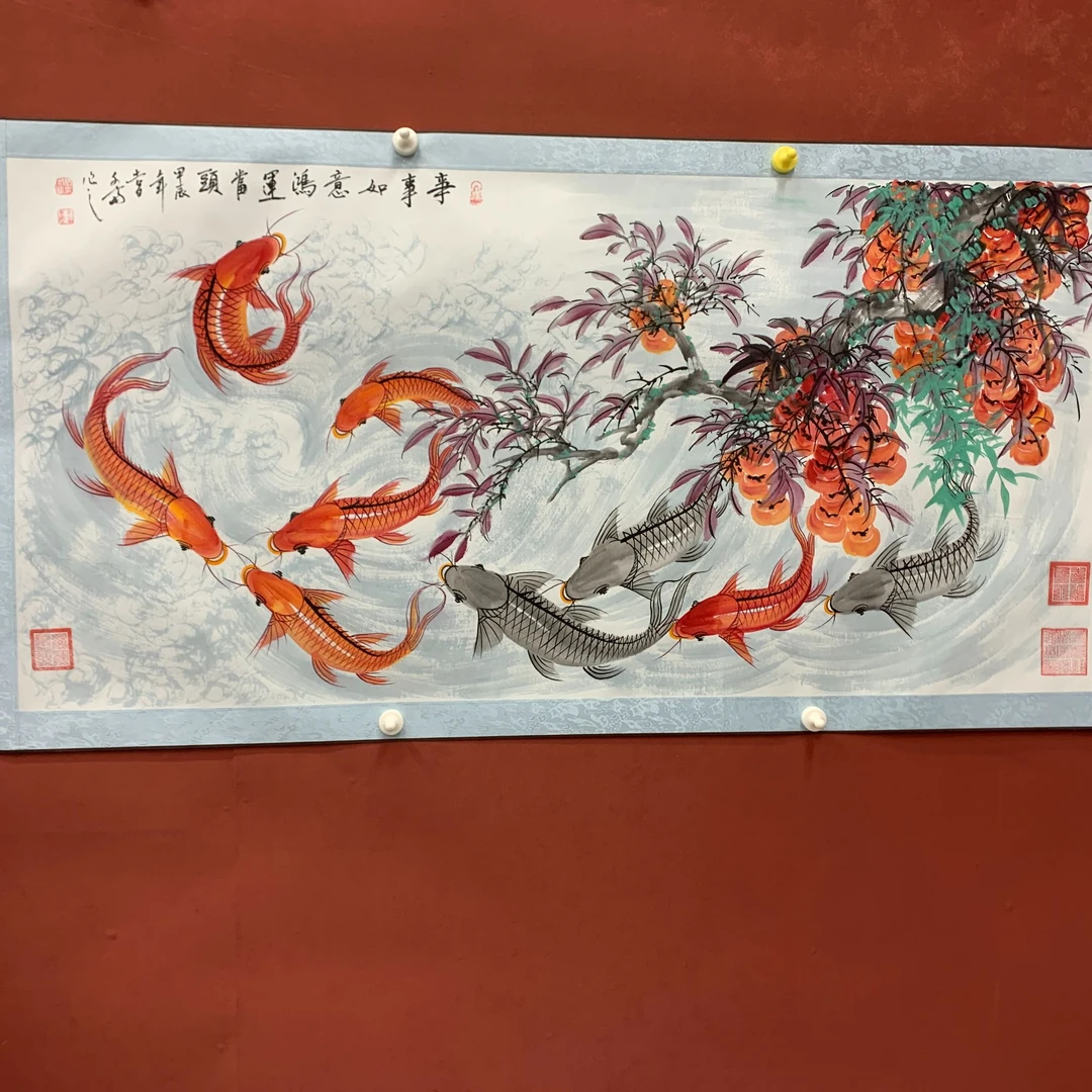 事事如意鸿运当头/张文富作品/四尺整张/尺寸70×170cm