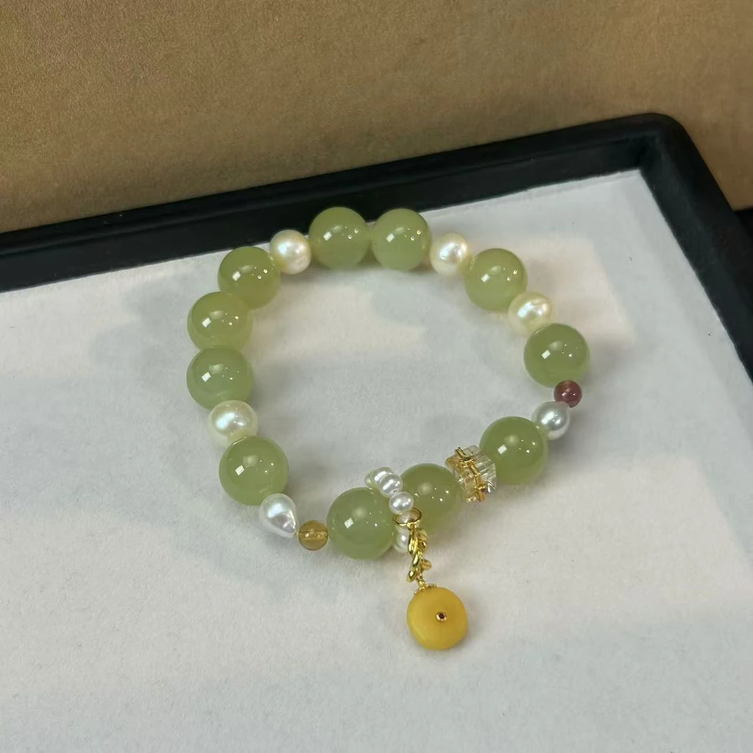 【睿泽鉴宝】S925和田玉搭珍珠碧玺手链多样性发一/有瑕 8-11 V0219