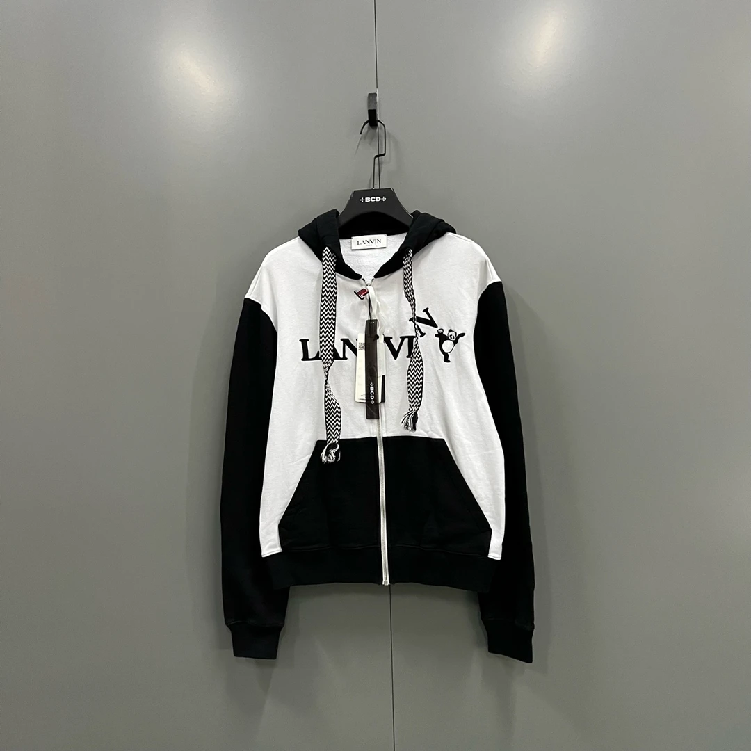 99新 maje jp120 LANVIN  熊猫浪浪拼色拉链帽衫 M码 011048