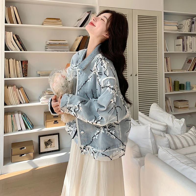 2025年春季新款牛仔短外套宽松长袖大码时尚韩版网红小个子休闲女