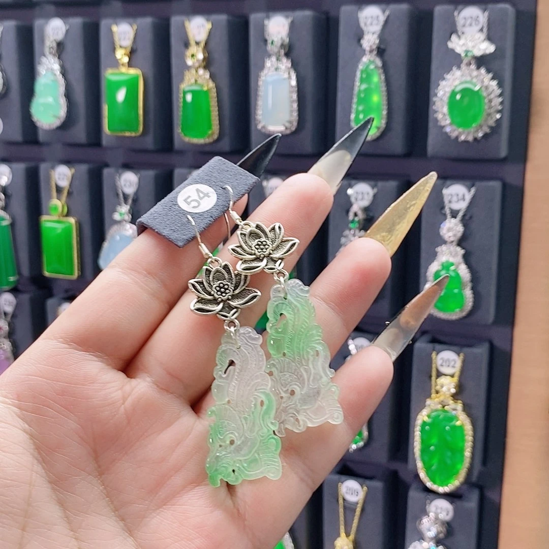 玛瑙/玉髓银S925镀金镶嵌耳钉54